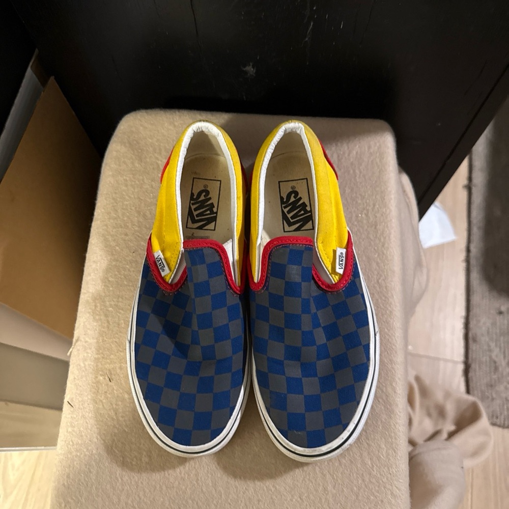 Vans  Blue and Yellow Checkered Sneakers